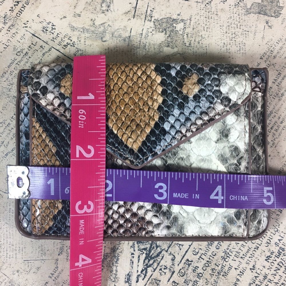 Vegan Leather Animal Print Card Holder Coin Purse Wallet Compact Organizer - Picture 4 of 4